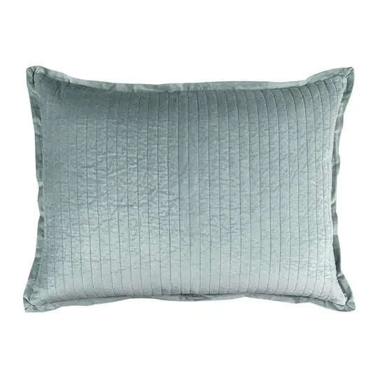 Lili Alessandra Aria quilted Luxe Euro pillow, sky matte velvet, 27x36 | Cayen Home