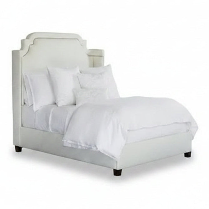 Lili Alessandra Bloom queen double flange duvet, white linen, 96x98 | Cayen Home
