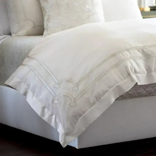 Lili Alessandra Vendome queen duvet, ivory silk and velvet, view 2 | Cayen Home
