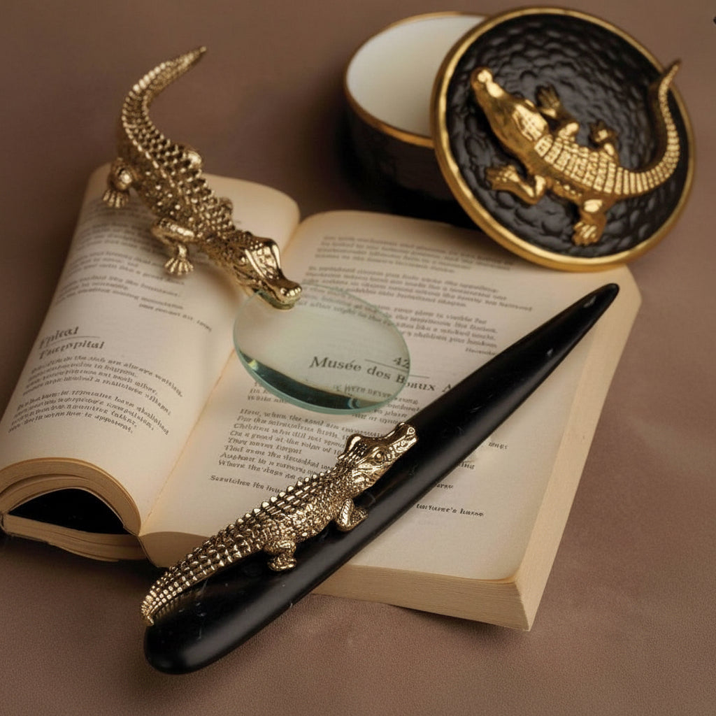 L'Objet crocodile letter opener, gold, view 2 | Cayen Home