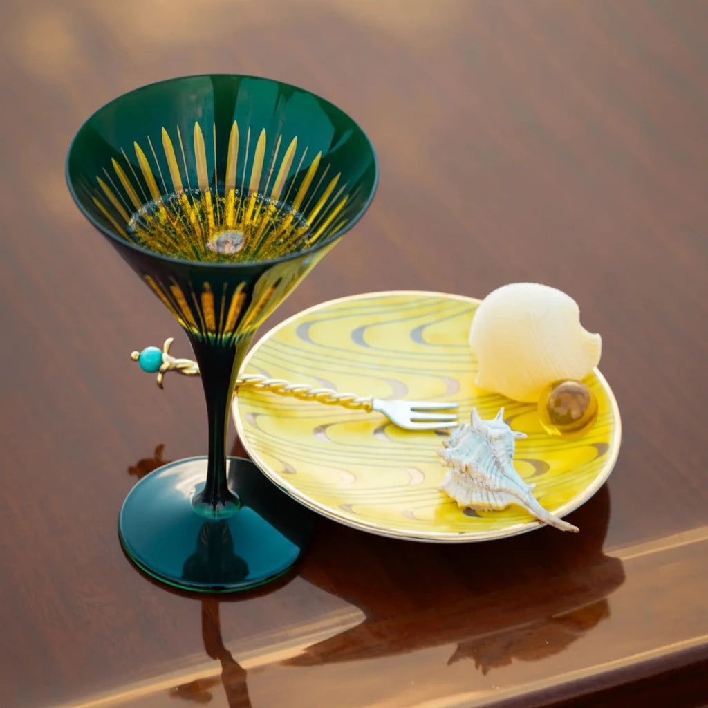 L'Objet Fortuny Apollo yellow canape plates, set of 4, view 7 | Cayen Home