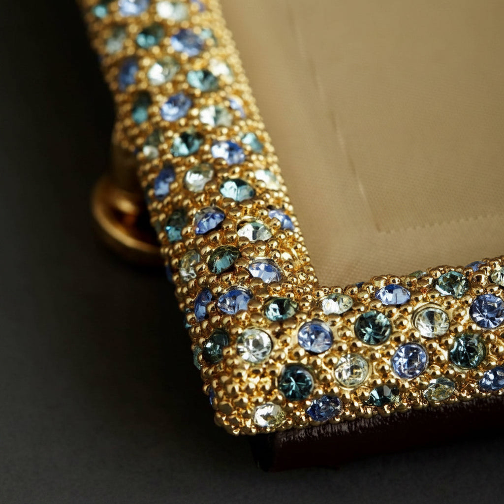 L'Objet Pave frame, gold with yellow crystals, 4x6, view 2 | Cayen Home