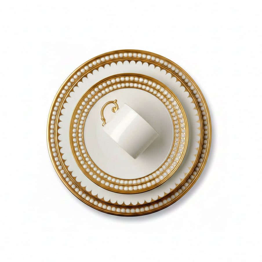 L'Objet Perlae gold tea cup and saucer, gift box of 2, view 3 | Cayen Home