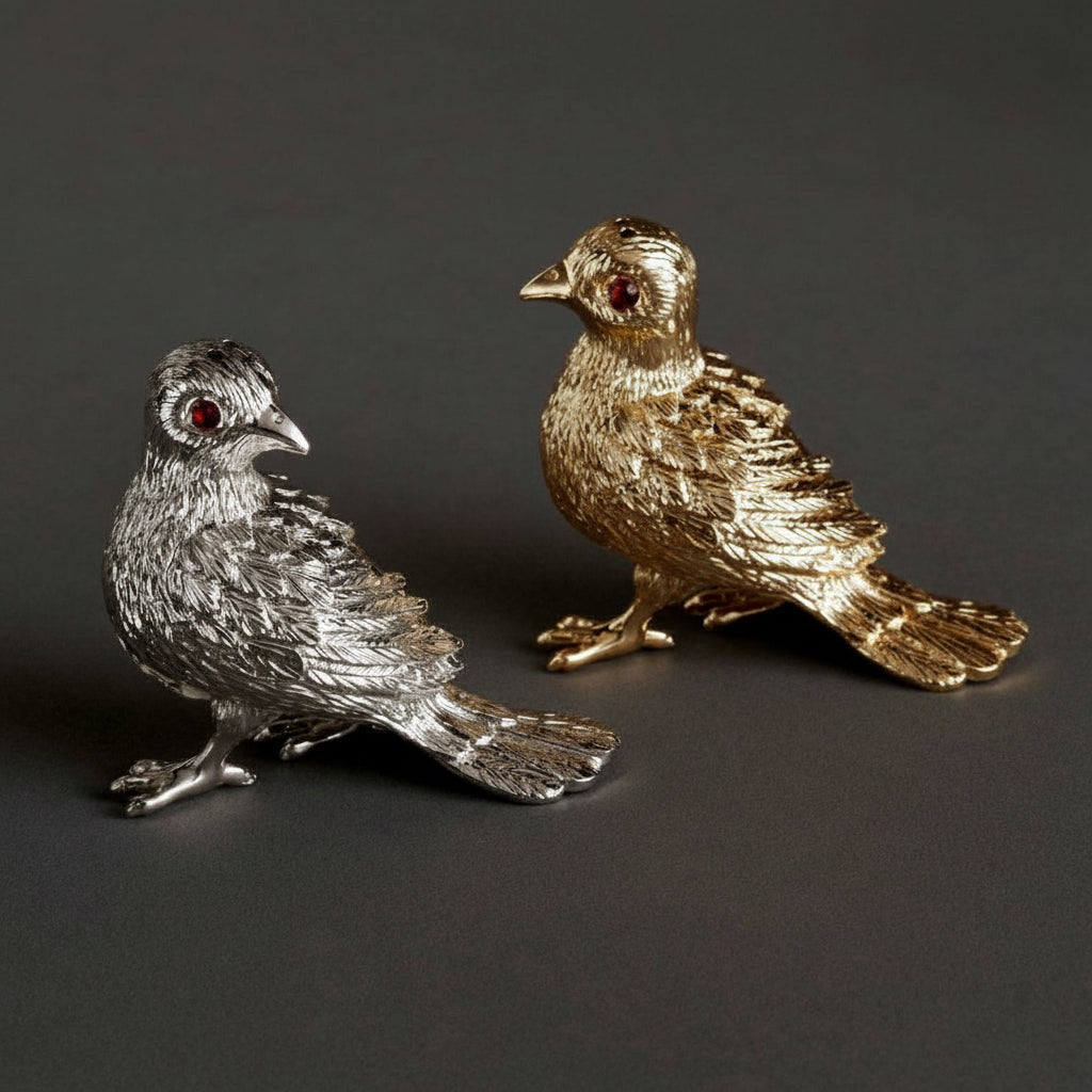 L'Objet bird napkin rings, gold with crystals, set of 4, view 2 | Cayen Home