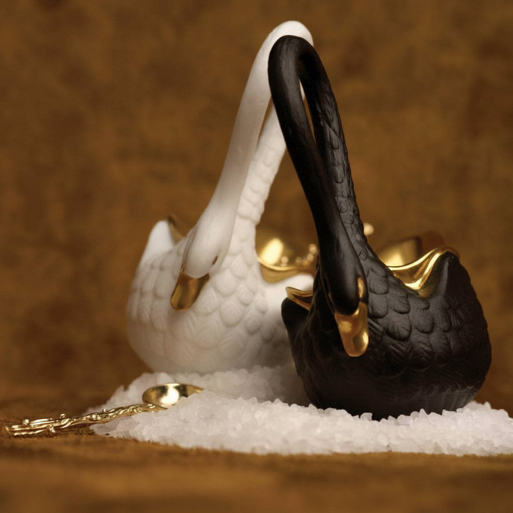 L'Objet swan salt cellar and spoon, view 3 | Cayen Home