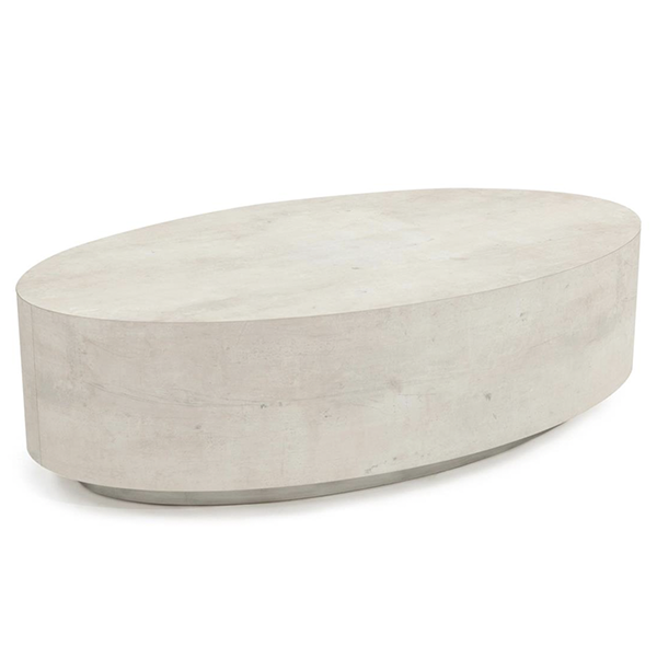 John-Richard Loftus oval cocktail table, Tiza gesso finish | Cayen Home