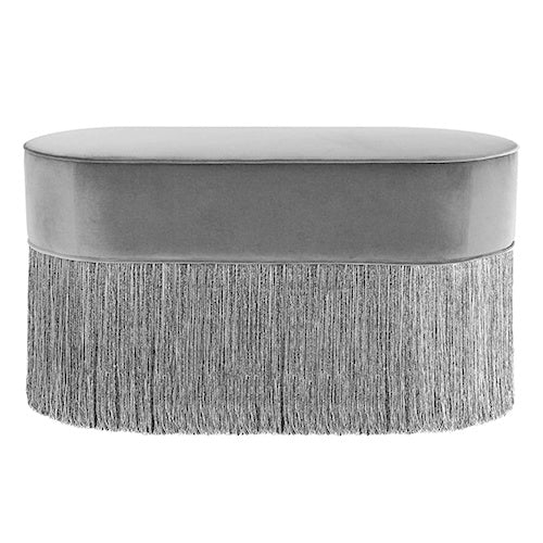 Light gray long oval bench | Cayen Home