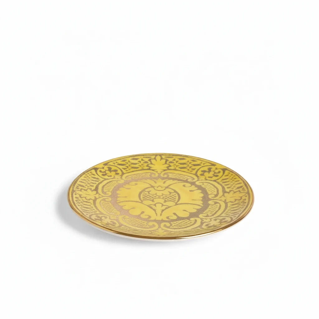 L'Objet Fortuny Orsini yellow dessert plates, set of 4, view 4 | Cayen Home