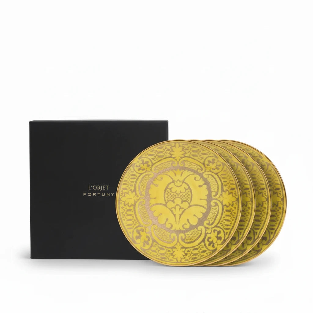 L'Objet Fortuny Orsini yellow dessert plates, set of 4, view 6 | Cayen Home