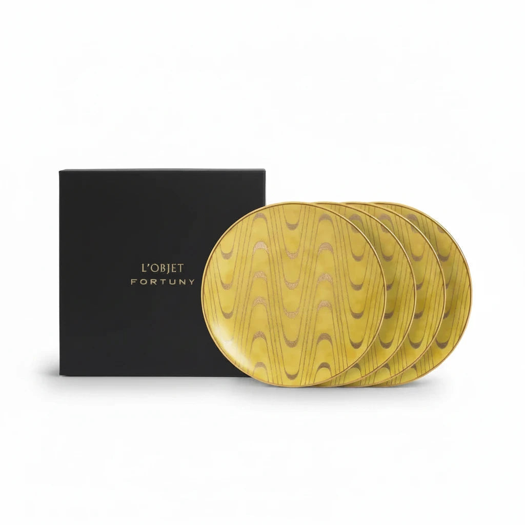 L'Objet Fortuny Apollo yellow canape plates, set of 4, view 6 | Cayen Home