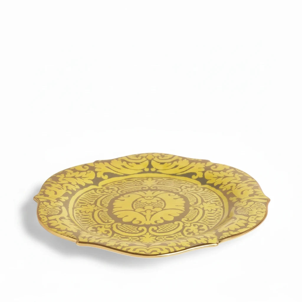 L'Objet Fortuny Orsini yellow round platter, large, view 2 | Cayen Home