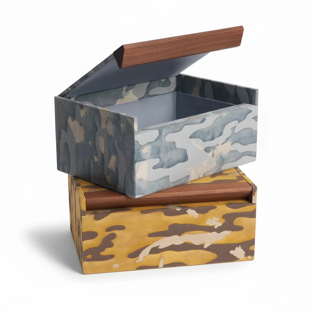 L'Objet Fortuny box, camo isole faded blue, view 5 | Cayen Home