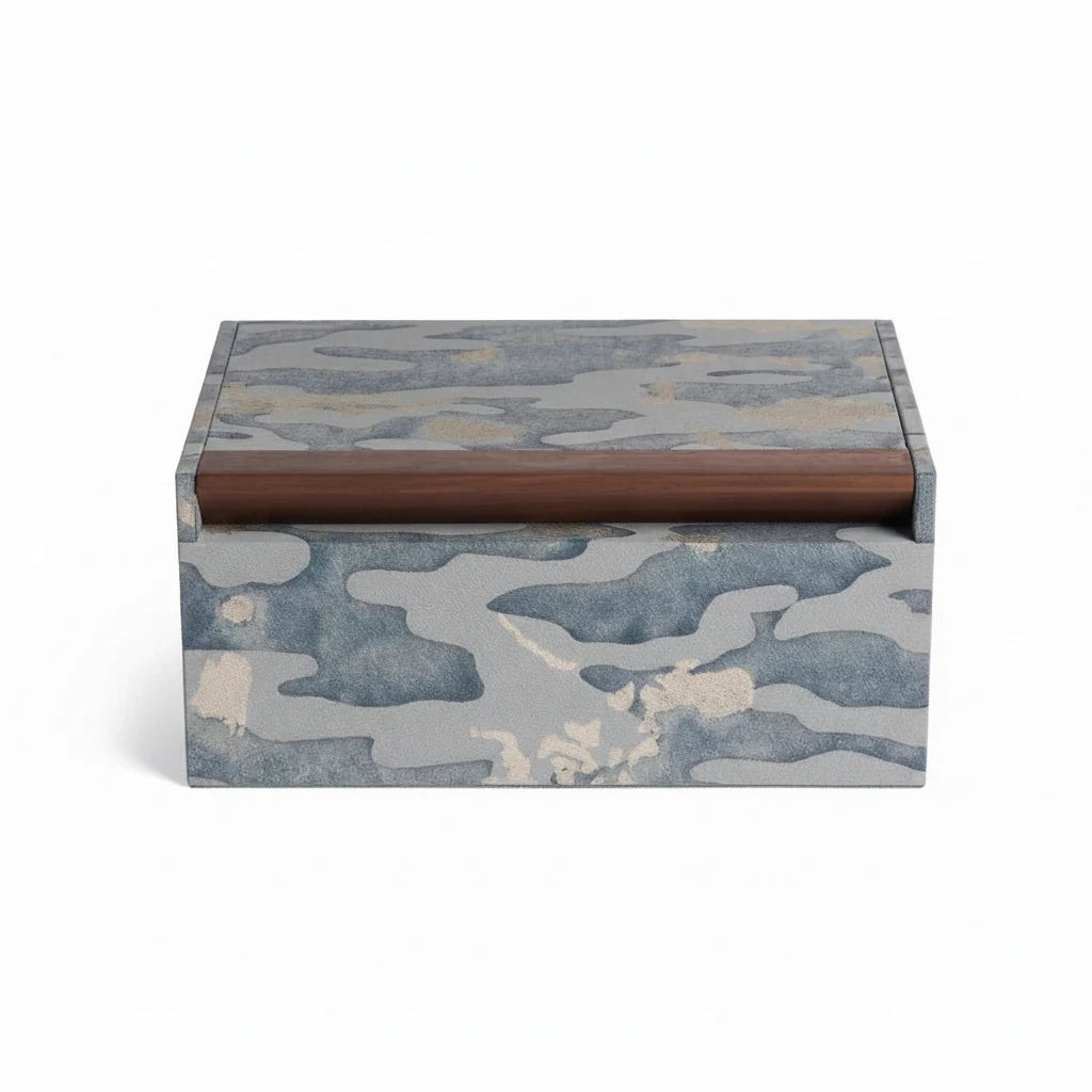 L'Objet Fortuny box, camo isole faded blue, view 2 | Cayen Home
