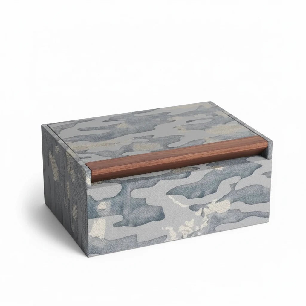 L'Objet Fortuny box, camo isole faded blue | Cayen Home