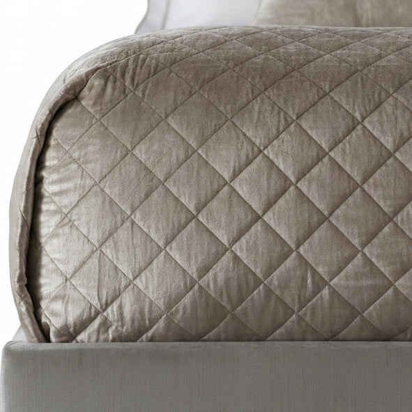 Lili Alessandra Chloe king coverlet, fawn velvet, 112x98 | Cayen Home