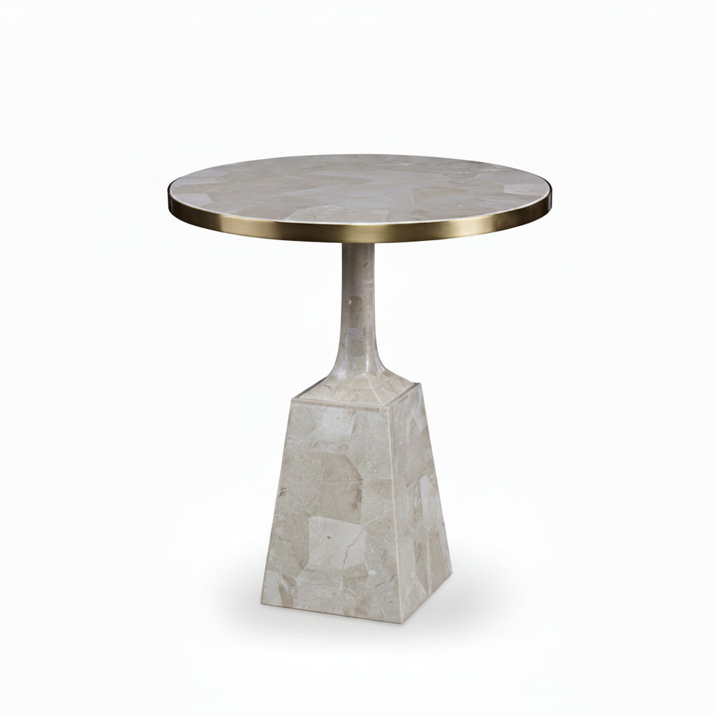 Maitland-Smith stone pedestal occasional table | Cayen Home