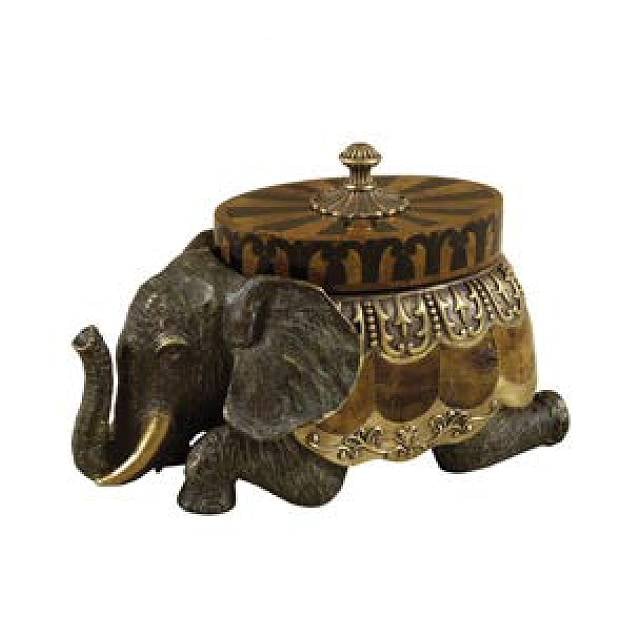 Maitland-Smith cast brass elephant box with penshell inlay | Cayen Home