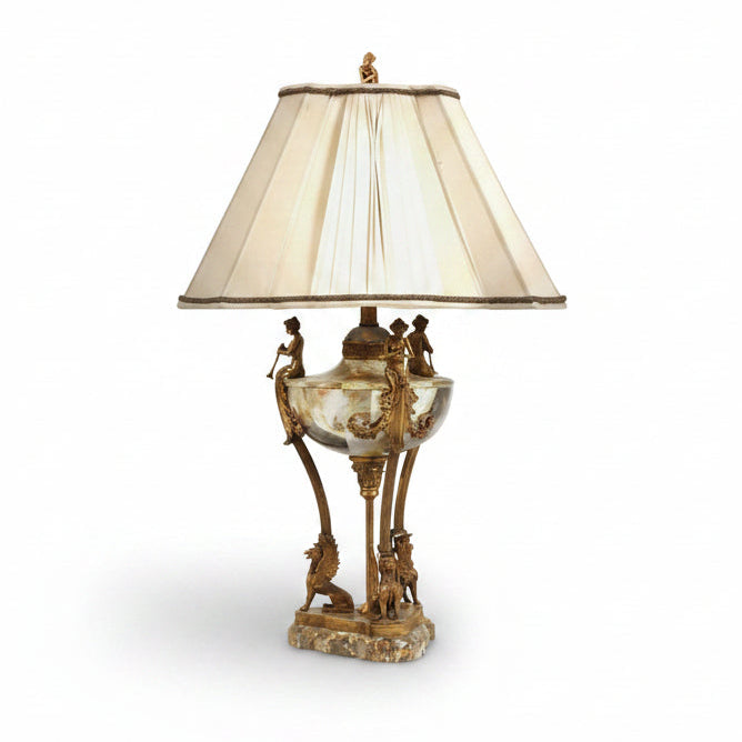 Maitland-Smith lipshell inlaid neoclassic urn lamp on tripod base | Cayen Home