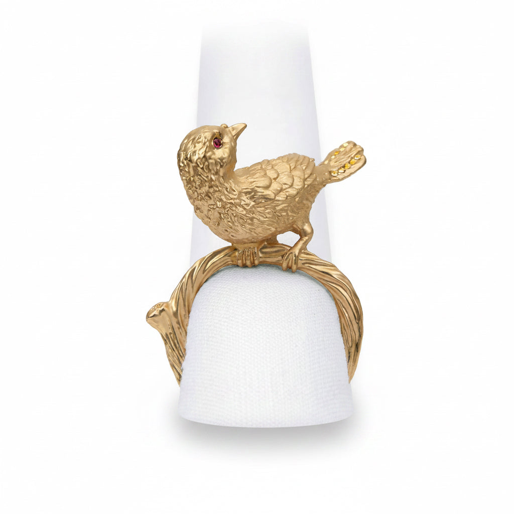 L'Objet bird napkin rings, gold with crystals, set of 4 | Cayen Home