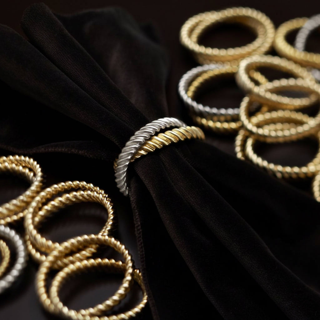 L'Objet Deco Twist napkin jewels, gold, set of 4, view 2 | Cayen Home