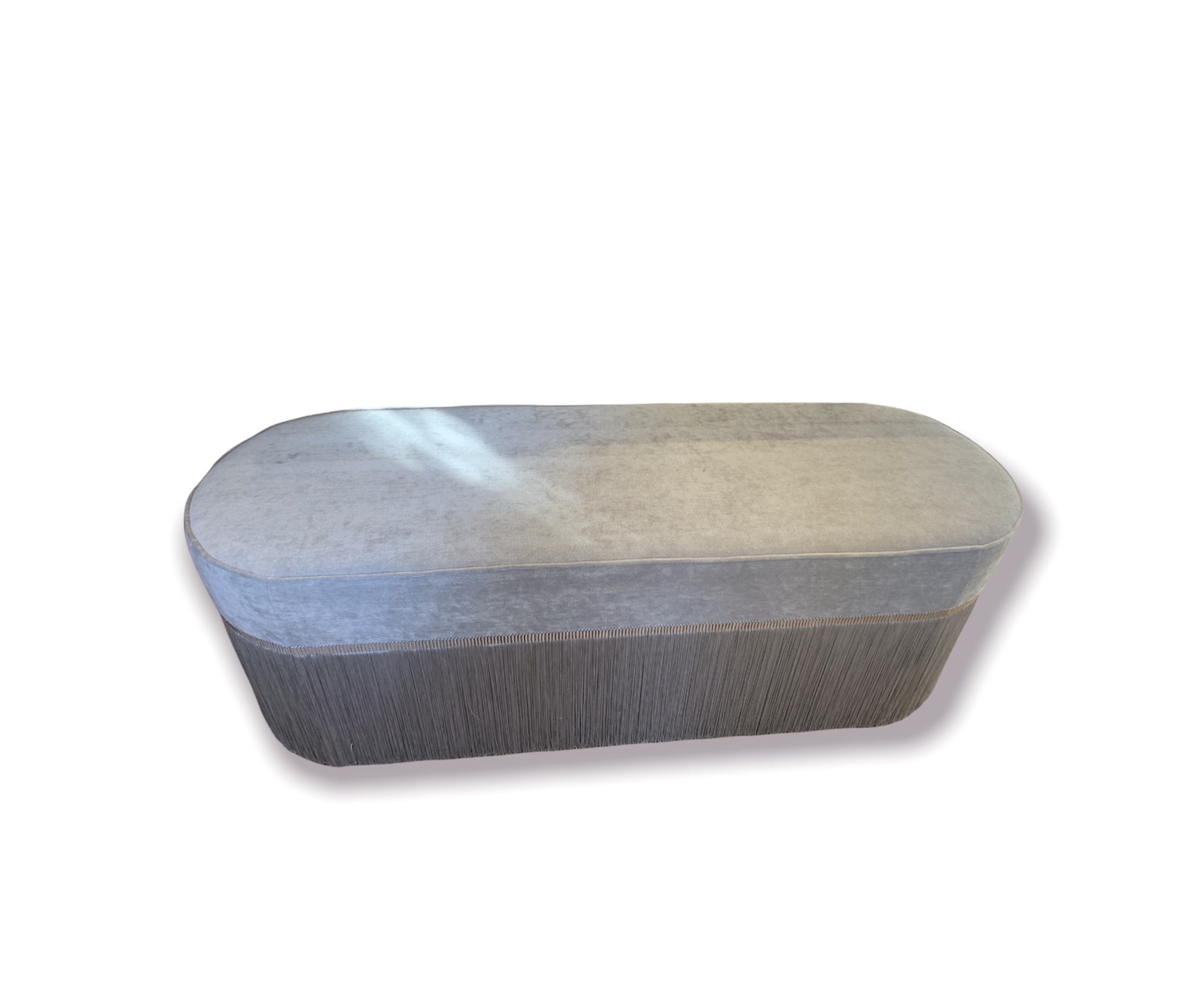 Light gray long oval bench, view 2 | Cayen Home