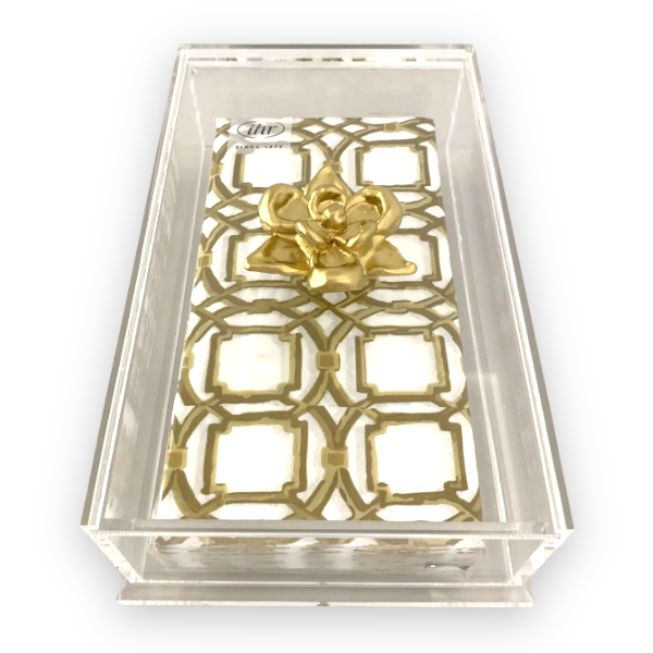 Southern Tribute Magnolia guest towel box, view 3 | Cayen Home