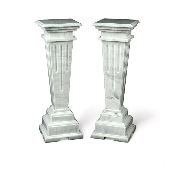 Pair of neoclassical style white marble pedestals | Cayen Home