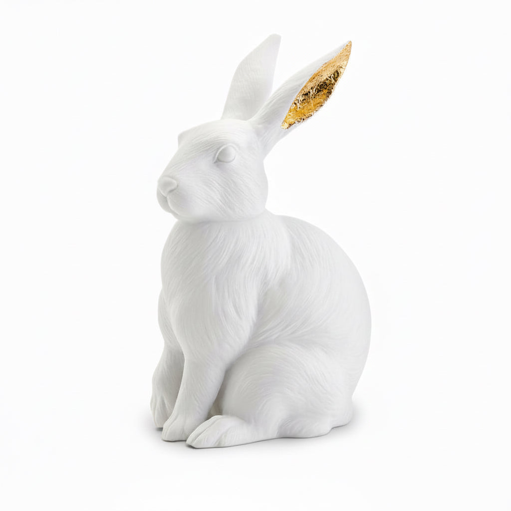 L'Objet White Rabbit Lapin porcelain sculpture, view 4 | Cayen Home