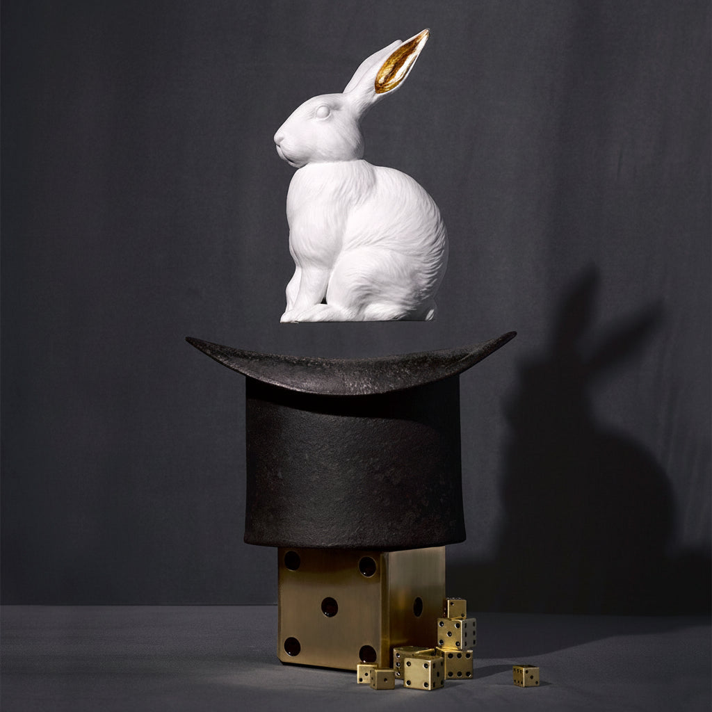 L'Objet White Rabbit Lapin porcelain sculpture, view 5 | Cayen Home