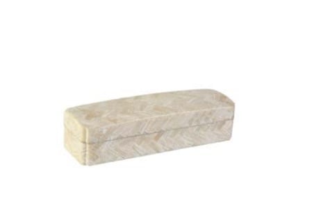 Maitland-Smith light clam stone inlaid box, chevron pattern | Cayen Home
