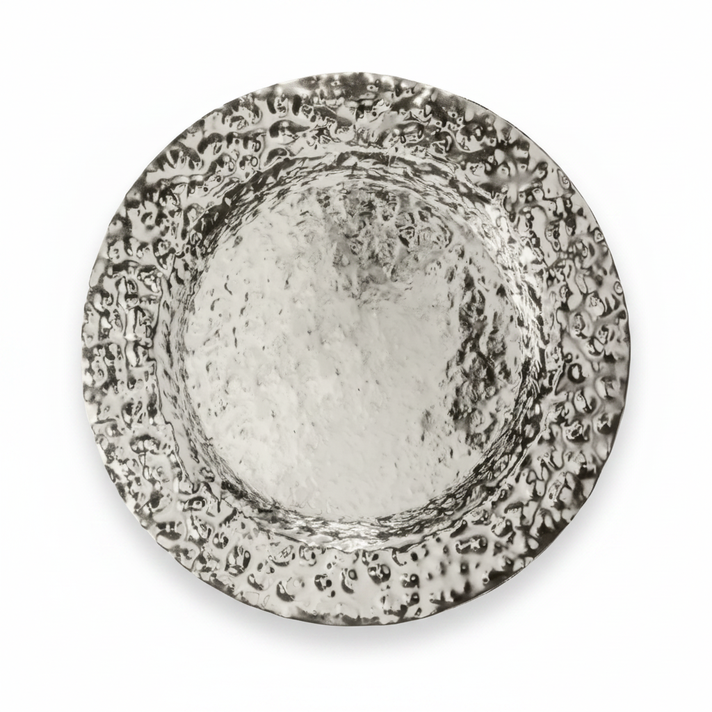Jan Barboglio double hammered charger, nickel, 14 inch | Cayen Home