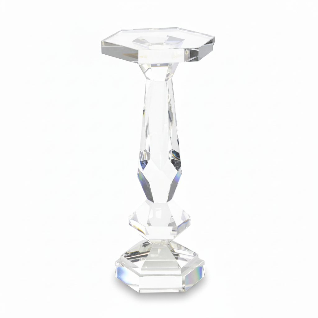 Clear crystal table on a white background