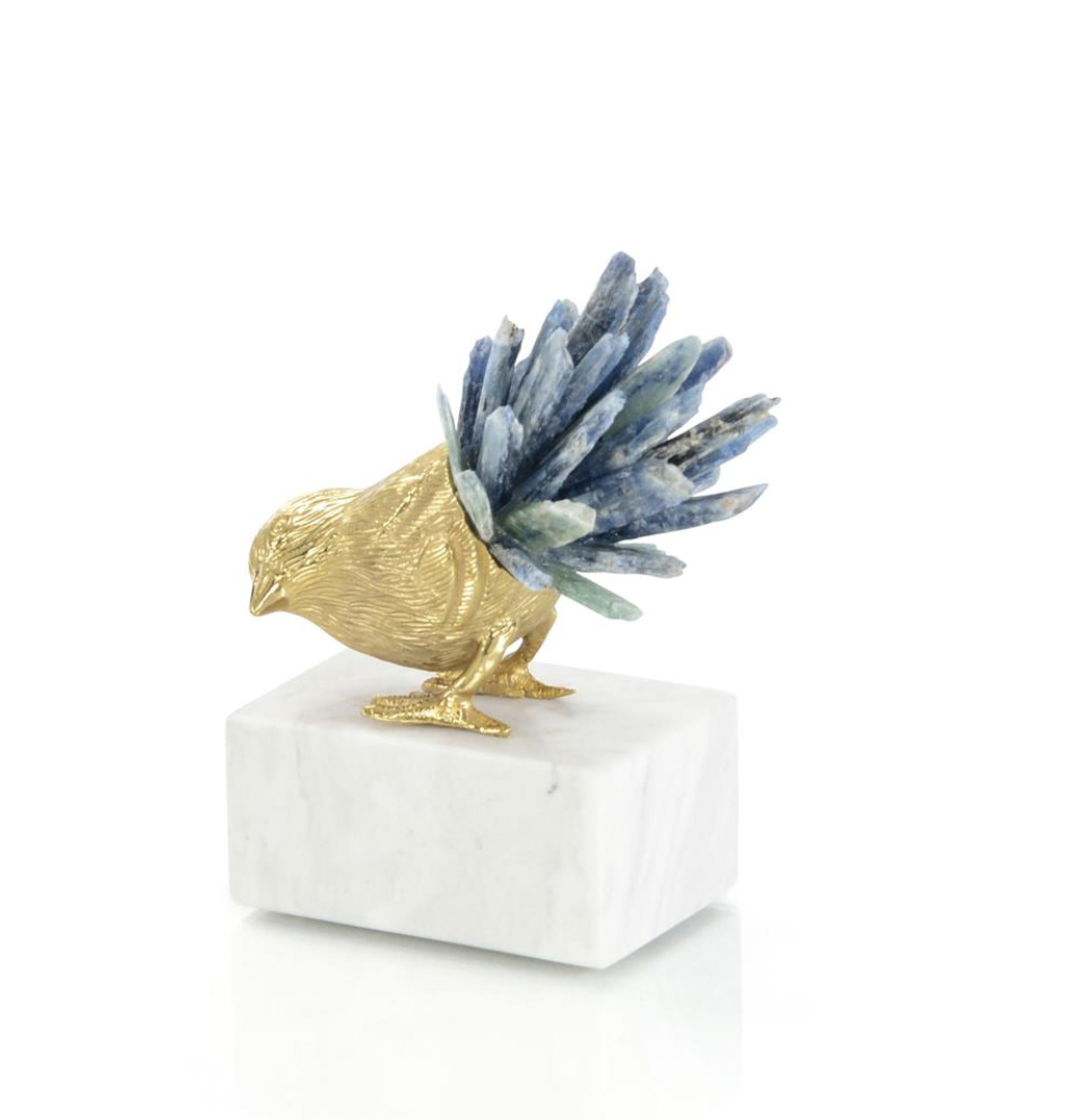 John-Richard brass bird and kyanite sculpture II | Cayen Home