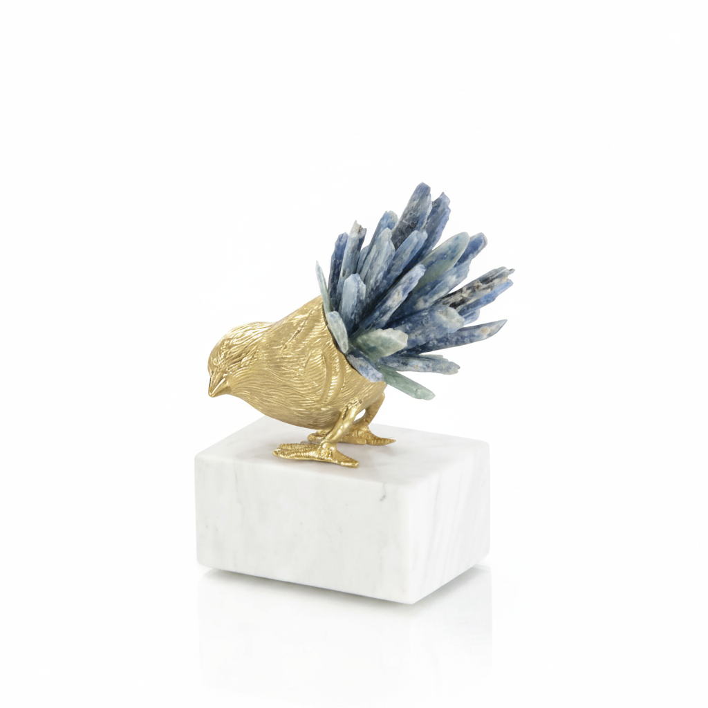 John-Richard brass bird and kyanite sculpture II | Cayen Home