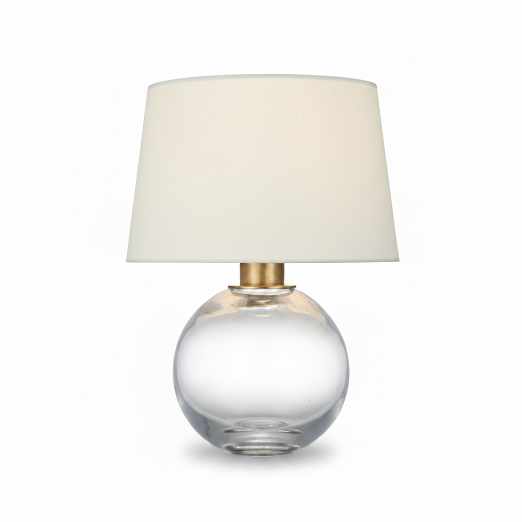 Visual Comfort Masie small table lamp, clear glass with linen shade | Cayen Home