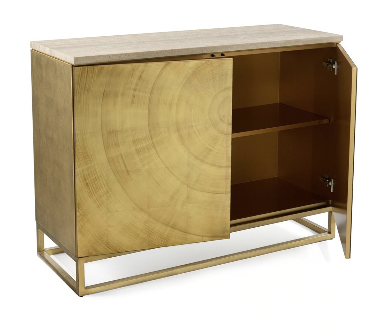 John-Richard Tonatiuh gold two-door cabinet, view 2 | Cayen Home