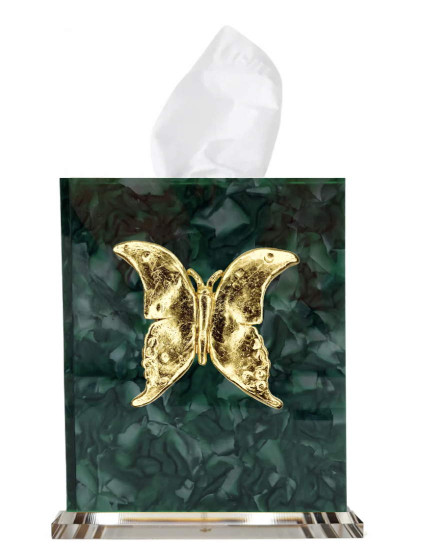 Southern Tribute butterfly boutique tissue box cover, emerald | Cayen Home