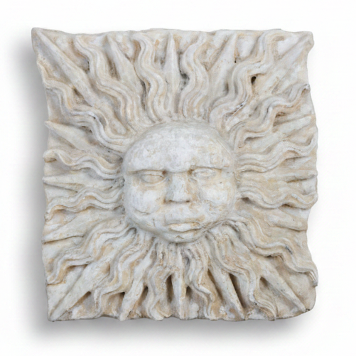 Quatrain painted terracotta sunburst relief plaque, 20th century | Cayen Home
