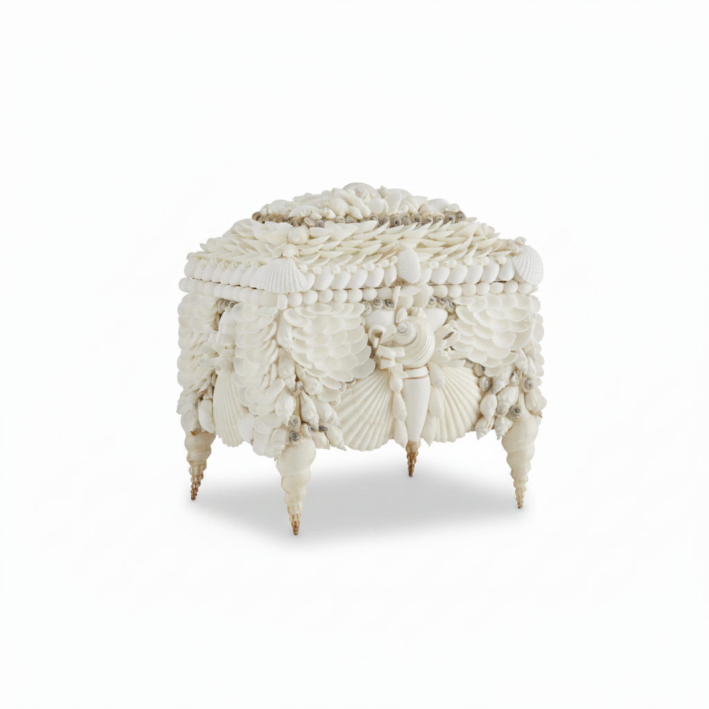 Currey & Co Boardwalk white shell jewelry box | Cayen Home