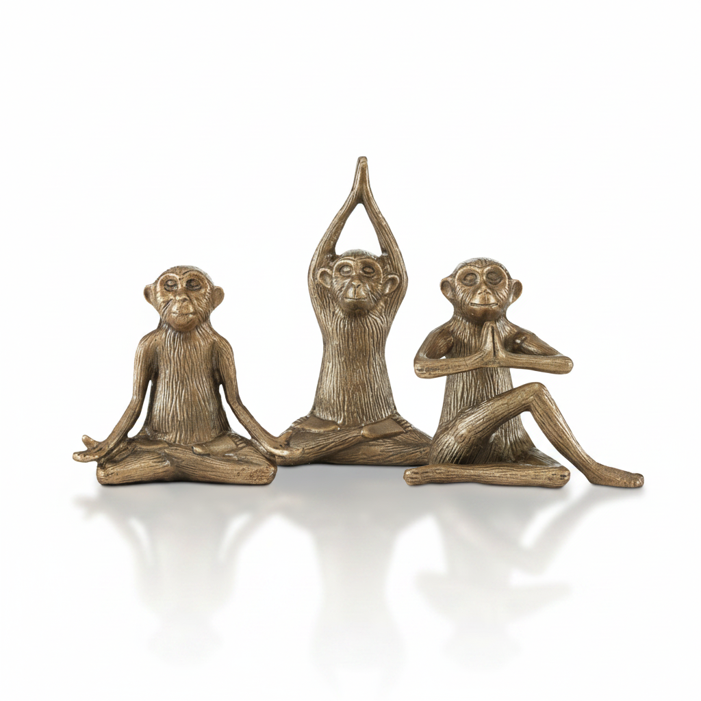 Currey & Co Zen brass monkey, set of 3 | Cayen Home