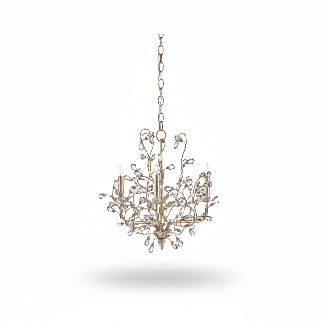 Currey & Co Crystal Bud small silver chandelier | Cayen Home