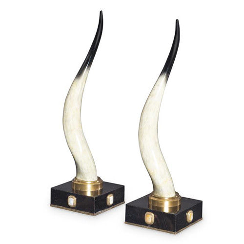 Maitland-Smith Tony Duquette decorative horns, pair | Cayen Home