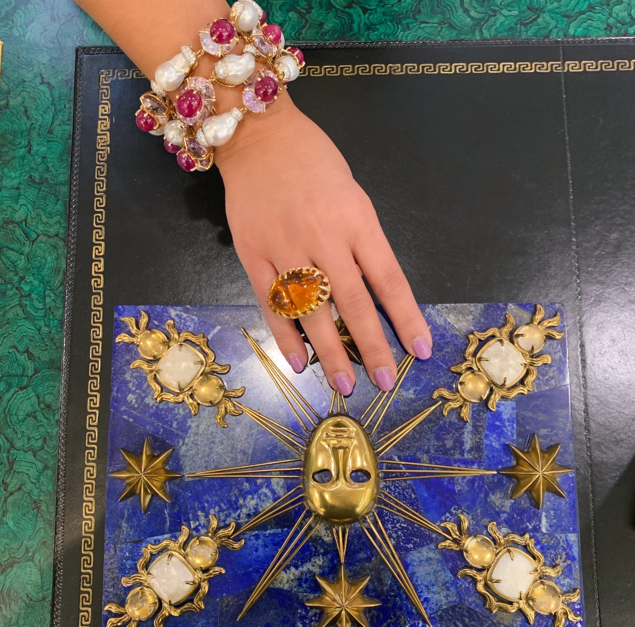 Maitland-Smith Roi Soleil jeweled box, view 2 | Cayen Home