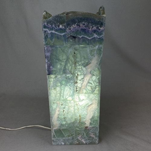 Fluorite prism marquetry lamp, rustic edge, view 2 | Cayen Home