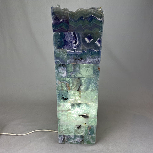Fluorite prism marquetry lamp, rustic edge, view 4 | Cayen Home
