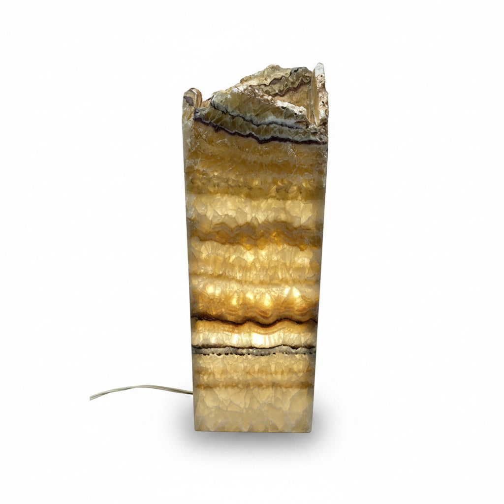 Serpentine onyx prism lamp, rustic edge, view 2 | Cayen Home