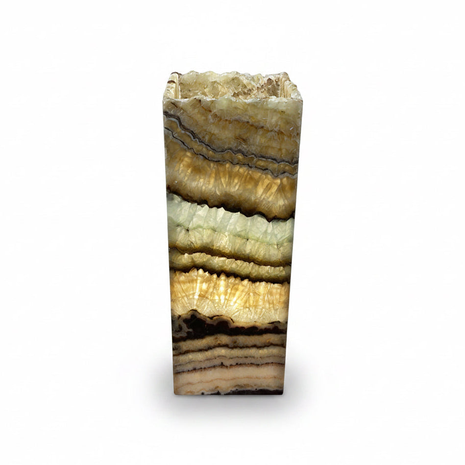 Serpentine onyx prism lamp, rustic edge, view 3 | Cayen Home