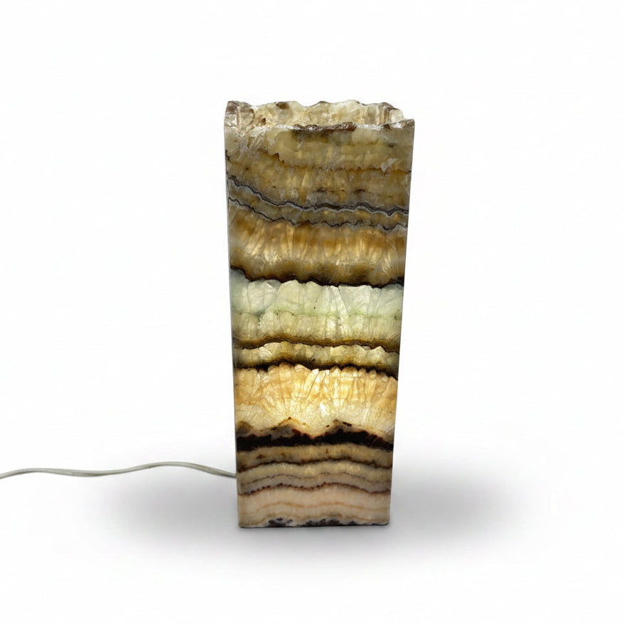 Serpentine onyx prism lamp, rustic edge, view 4 | Cayen Home