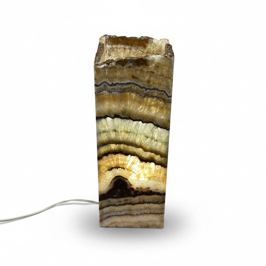 Serpentine onyx prism lamp, rustic edge, view 5 | Cayen Home