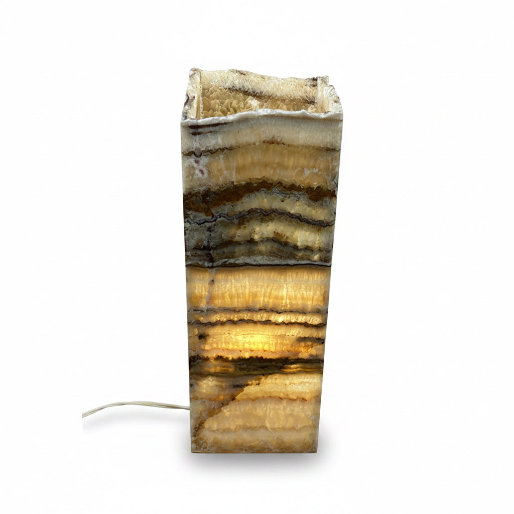 Serpentine onyx prism lamp, rustic edge, view 8 | Cayen Home